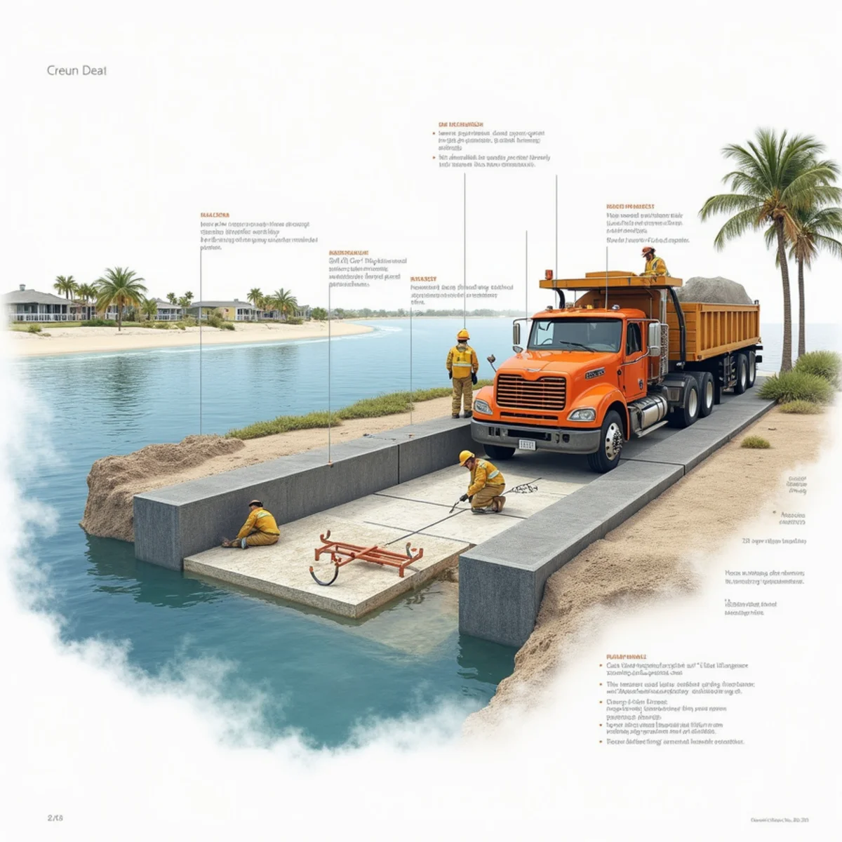 Tidal Canal Seawall Elevation & Hydrostatic Pressure - Technical engineering specification