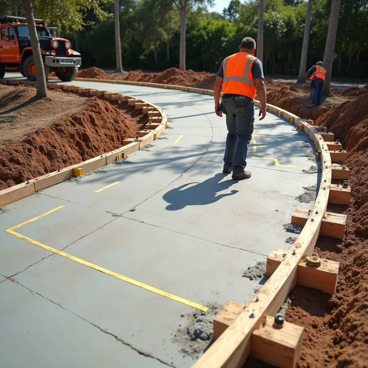 Formwork Radii & Elevation Slope - Decorative Concrete Driveways in Miramar FL