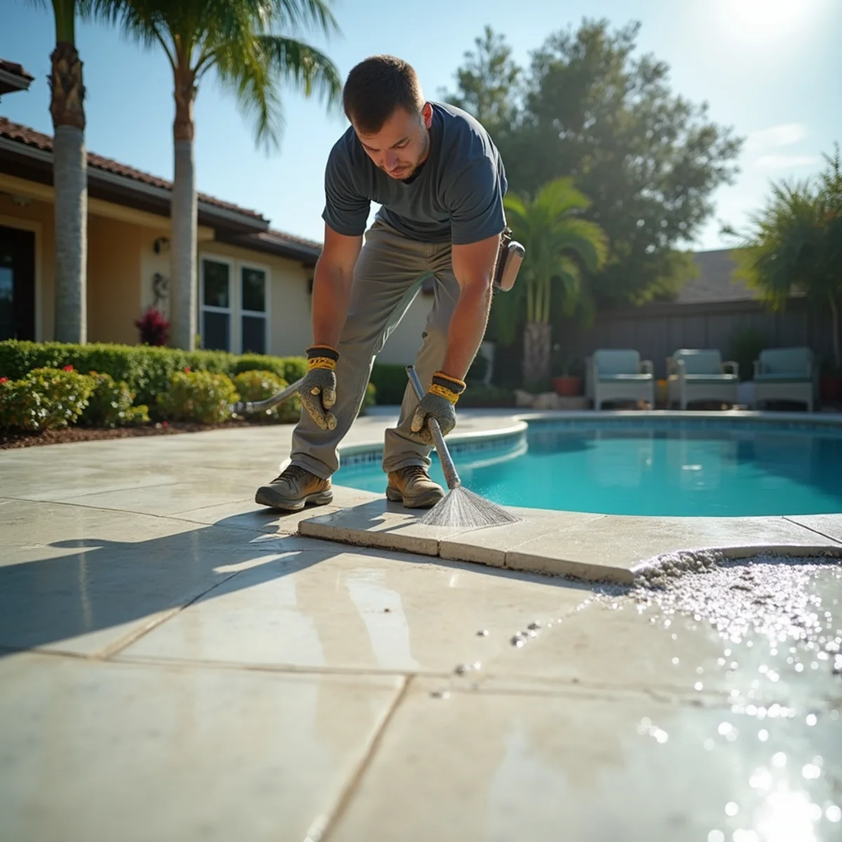 Decorative concrete patio and pool deck construction in Country Club FL