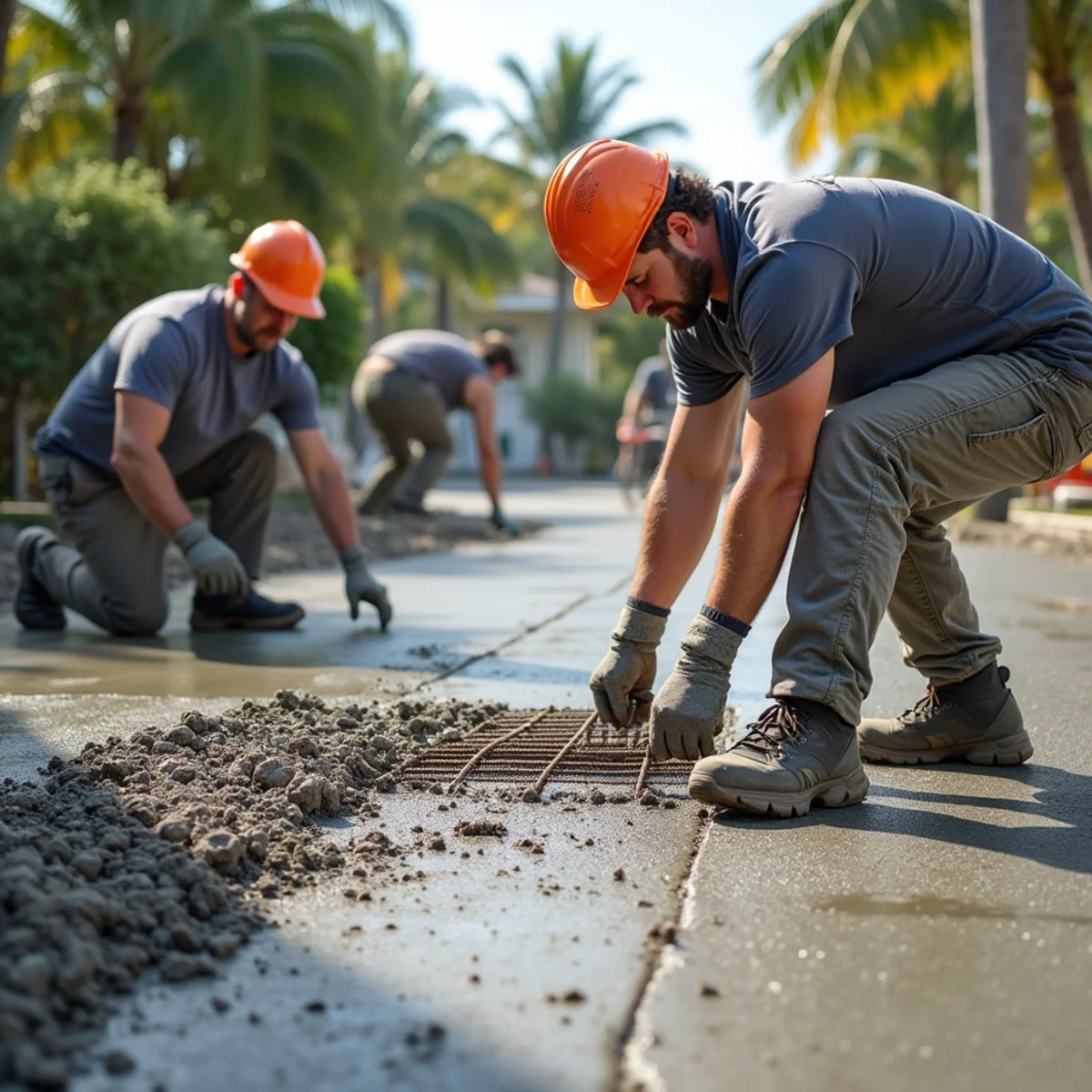 Reinforced residential concrete driveway installation in Dania Beach FL
