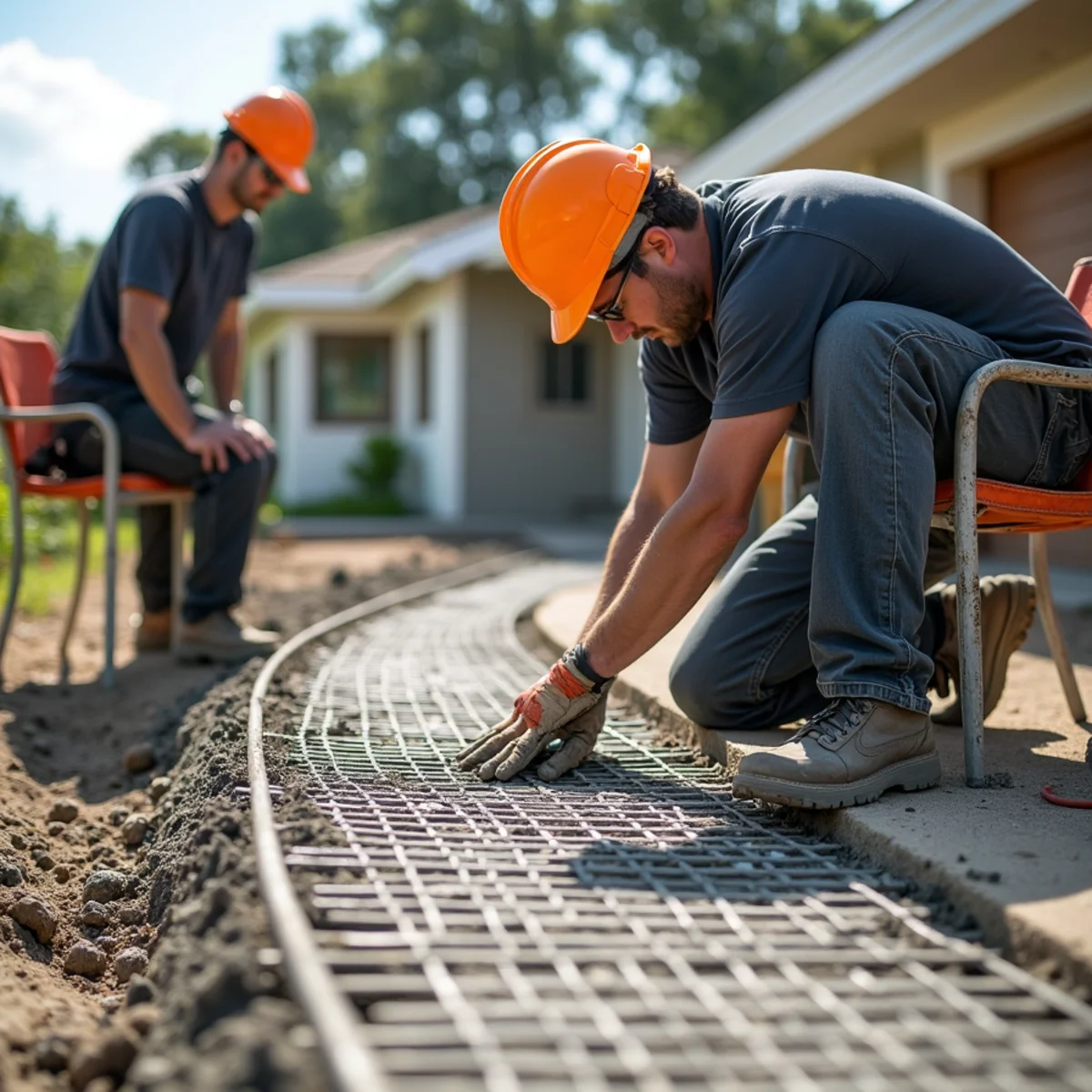 Reinforced residential concrete driveway installation in Davie FL