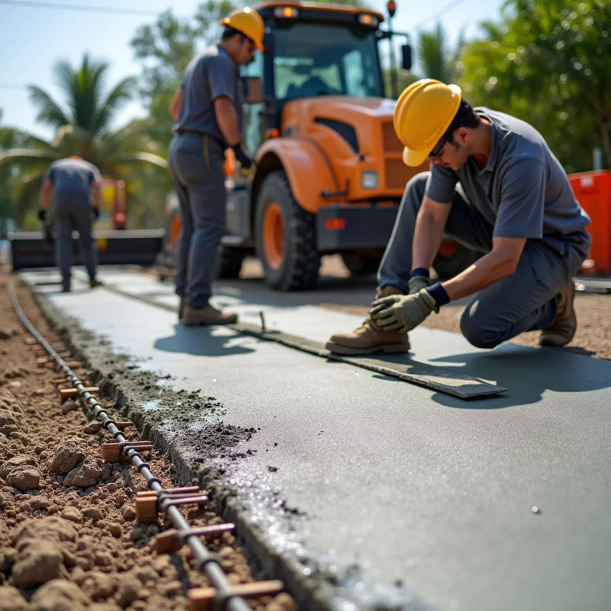 Reinforced residential concrete driveway installation in Doral FL