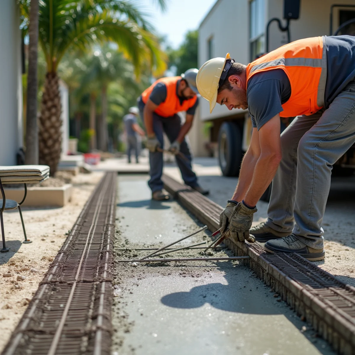 Reinforced residential concrete driveway installation in Fort Lauderdale FL
