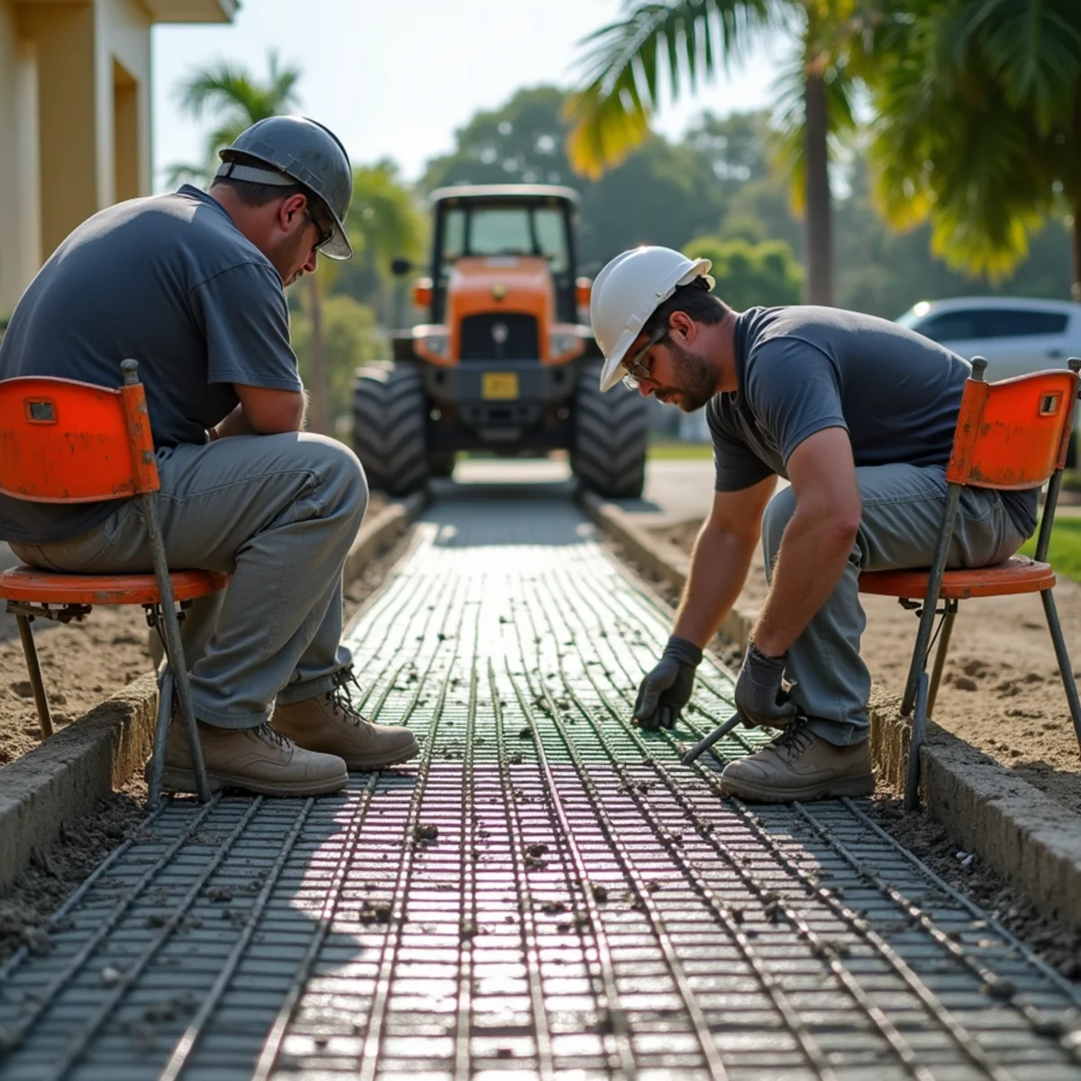 Reinforced residential concrete driveway installation in Hialeah Gardens FL