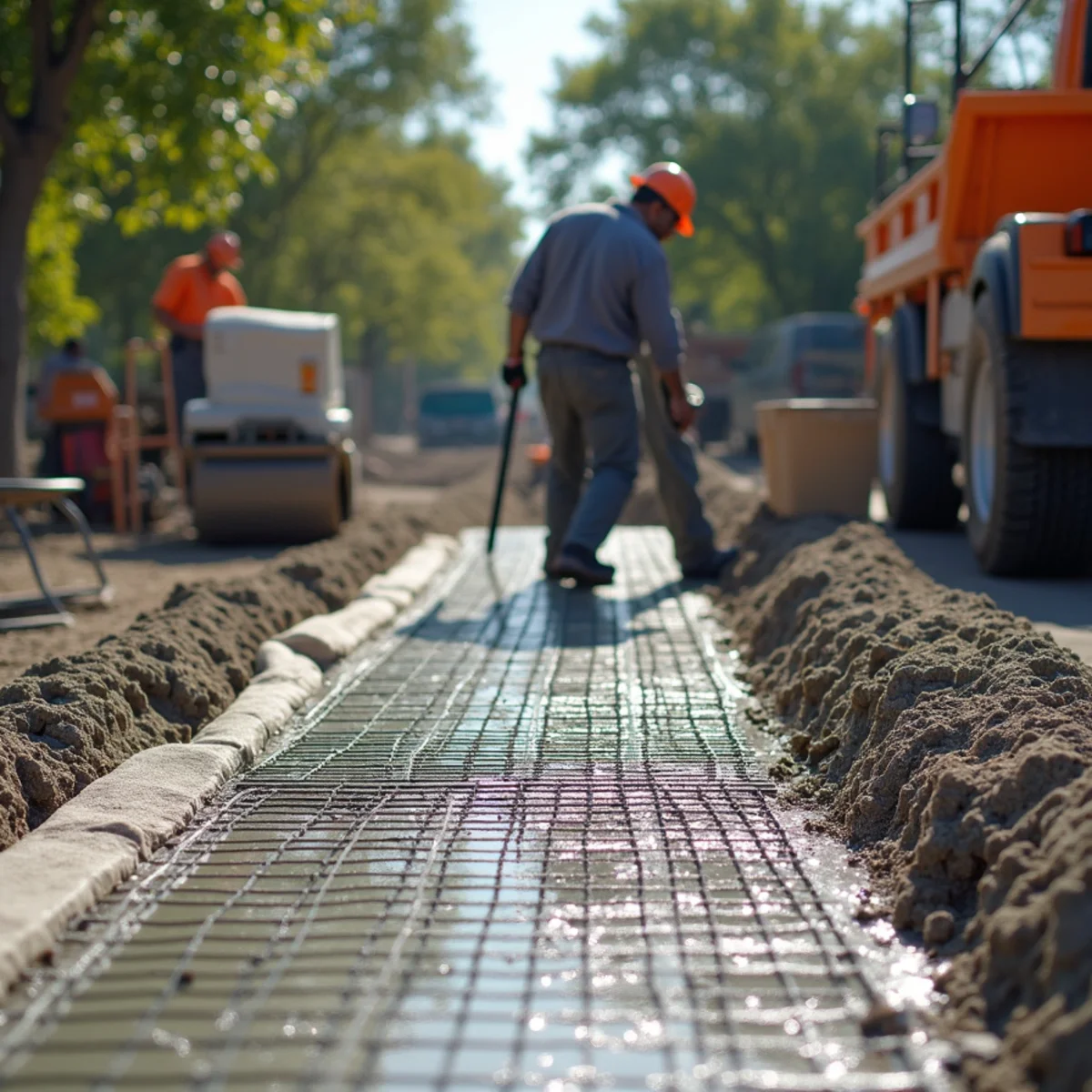 Reinforced residential concrete driveway installation in Hialeah FL