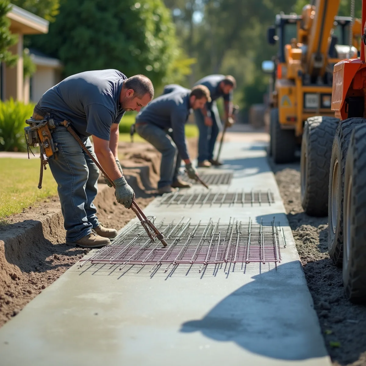 Reinforced residential concrete driveway installation in Ives Estates FL