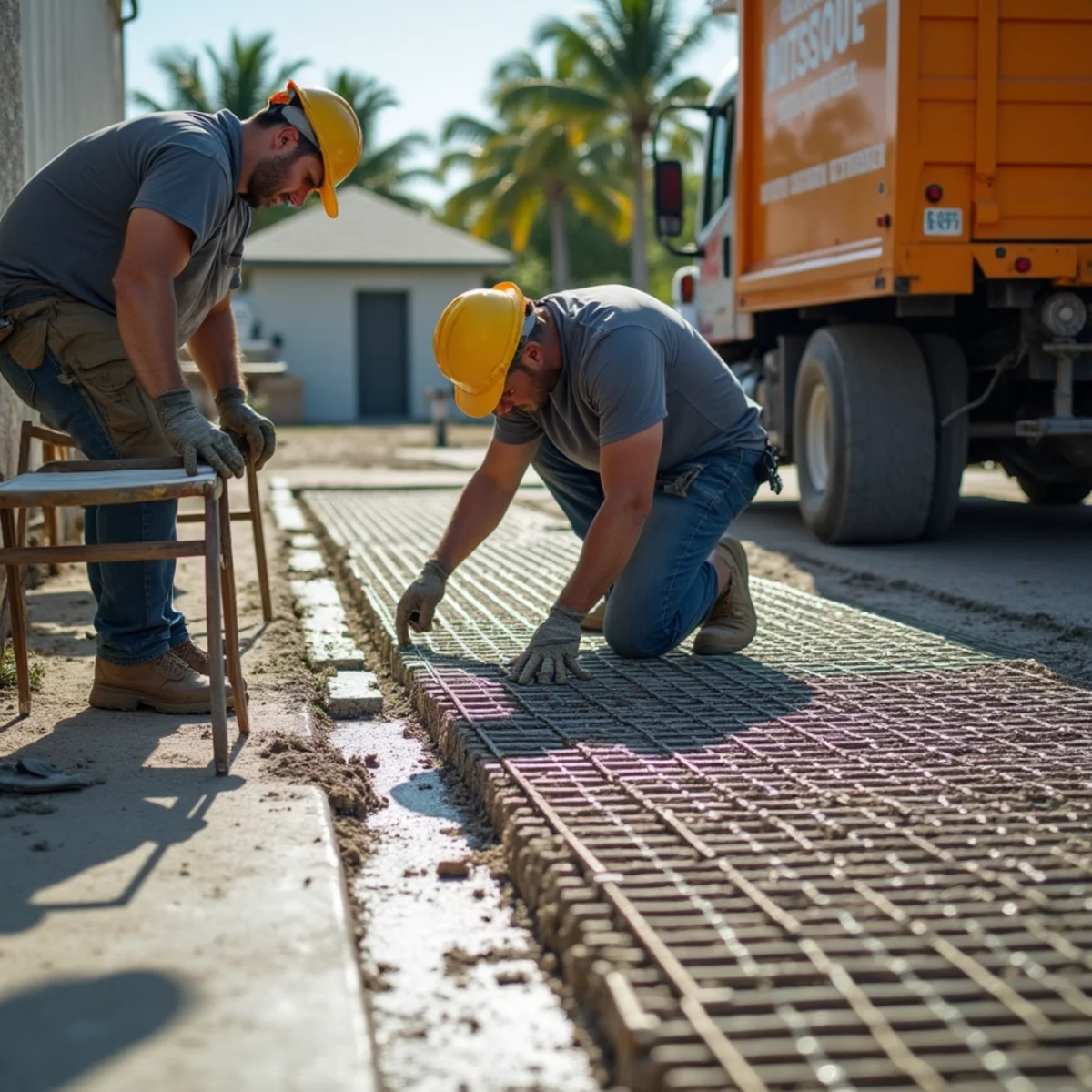 Reinforced residential concrete driveway installation in Lauderdale Lakes FL