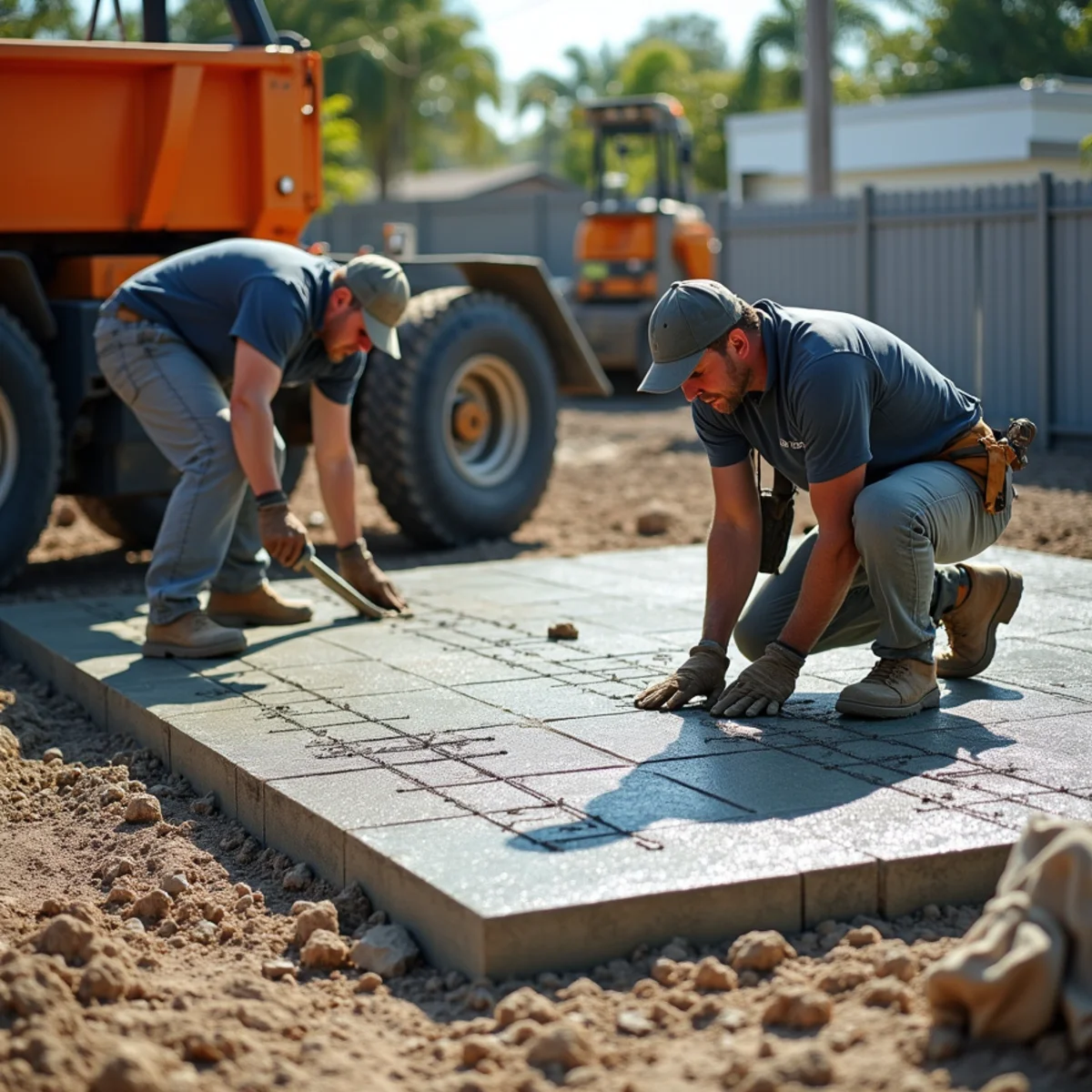 Reinforced residential concrete driveway installation in Margate FL
