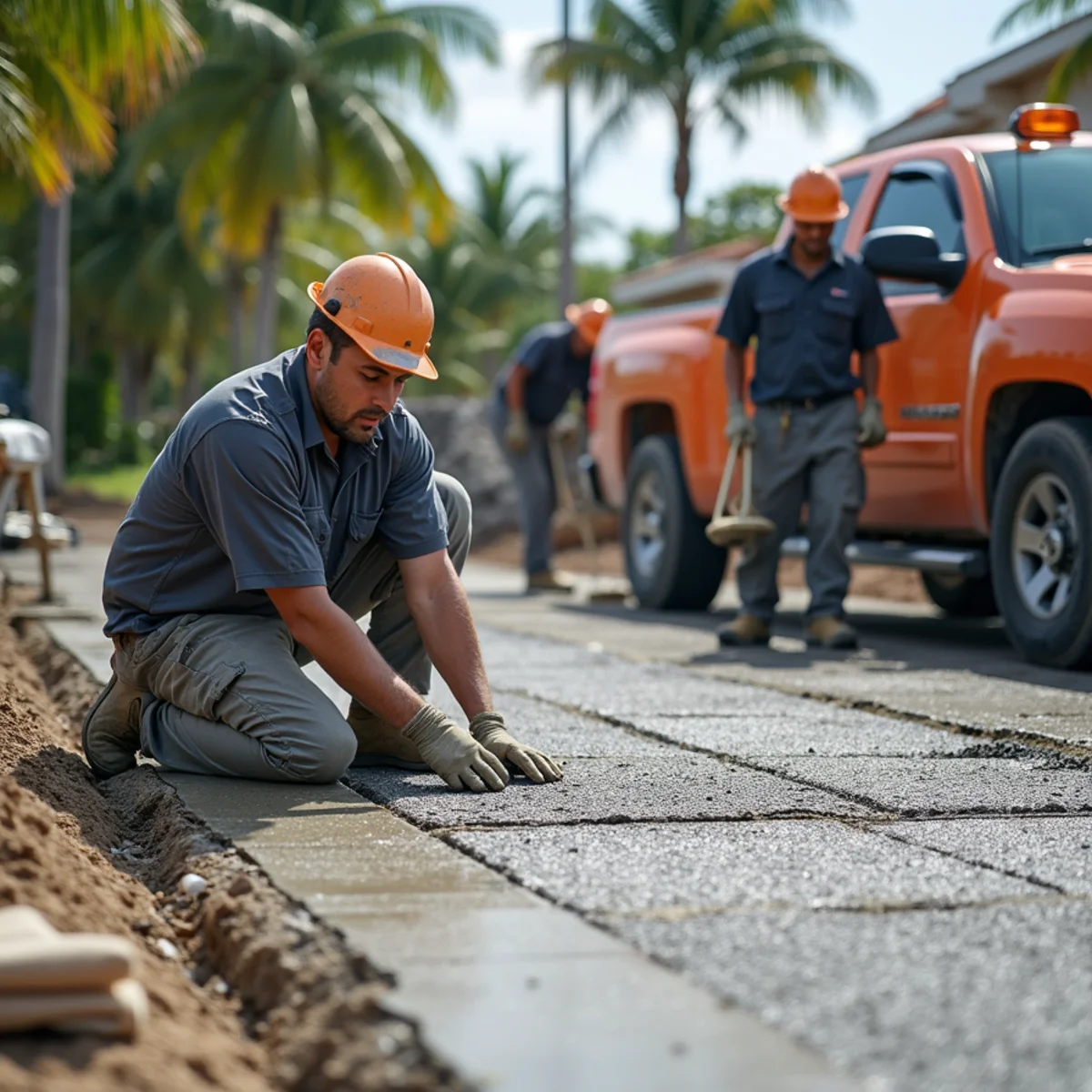 Reinforced residential concrete driveway installation in Miami-Dade County FL
