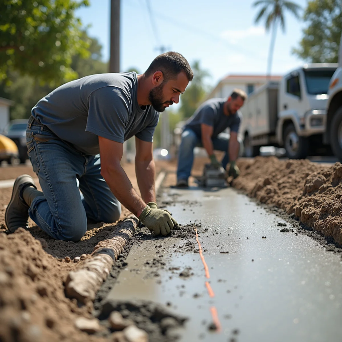 Reinforced residential concrete driveway installation in Miami Gardens FL
