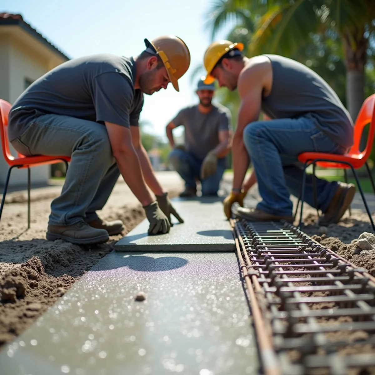 Reinforced residential concrete driveway installation in Miami Lakes FL