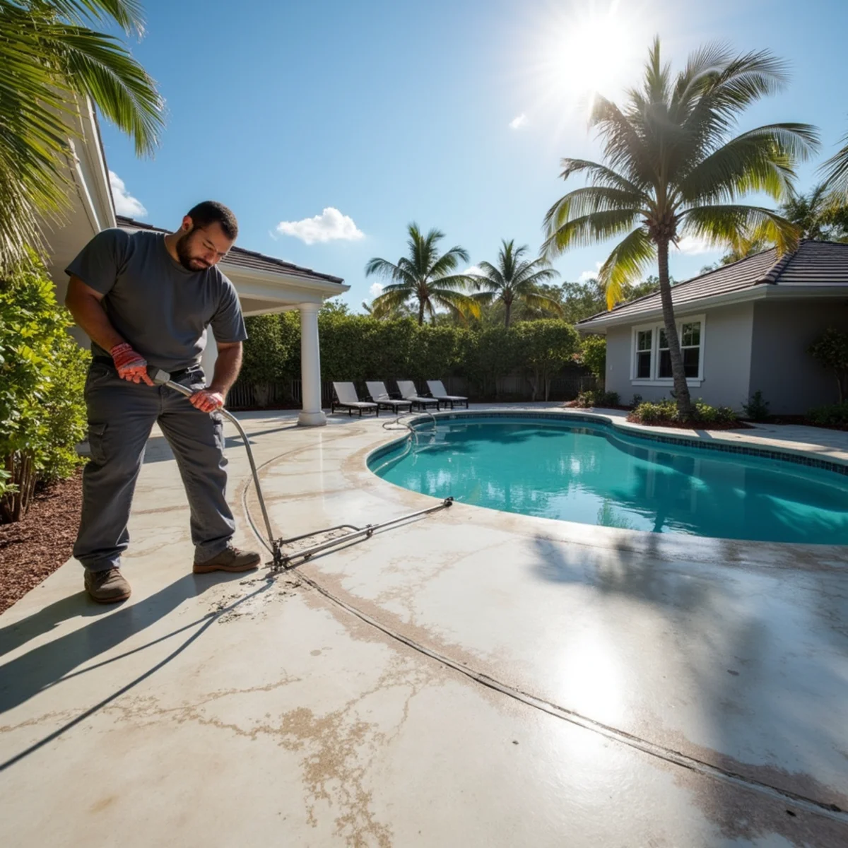 Decorative concrete patio and pool deck construction in Miami Lakes FL