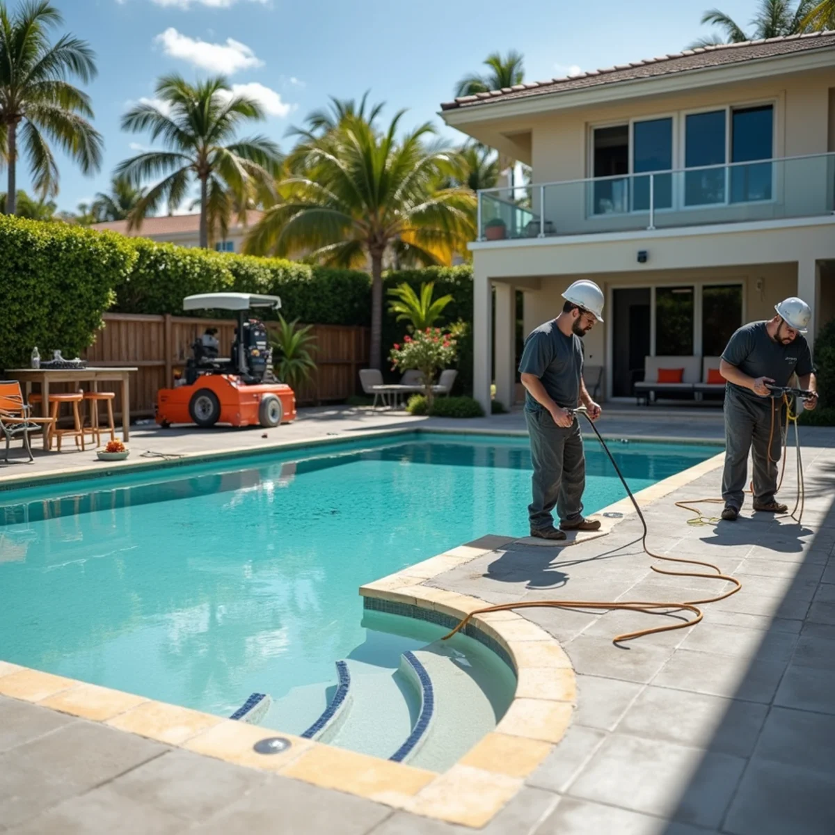 Decorative concrete patio and pool deck construction in Miami Shores FL
