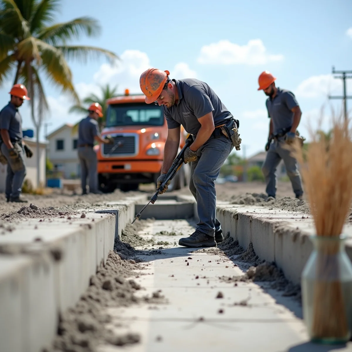 Structural concrete pad and seawall repair operations in Miami Shores FL
