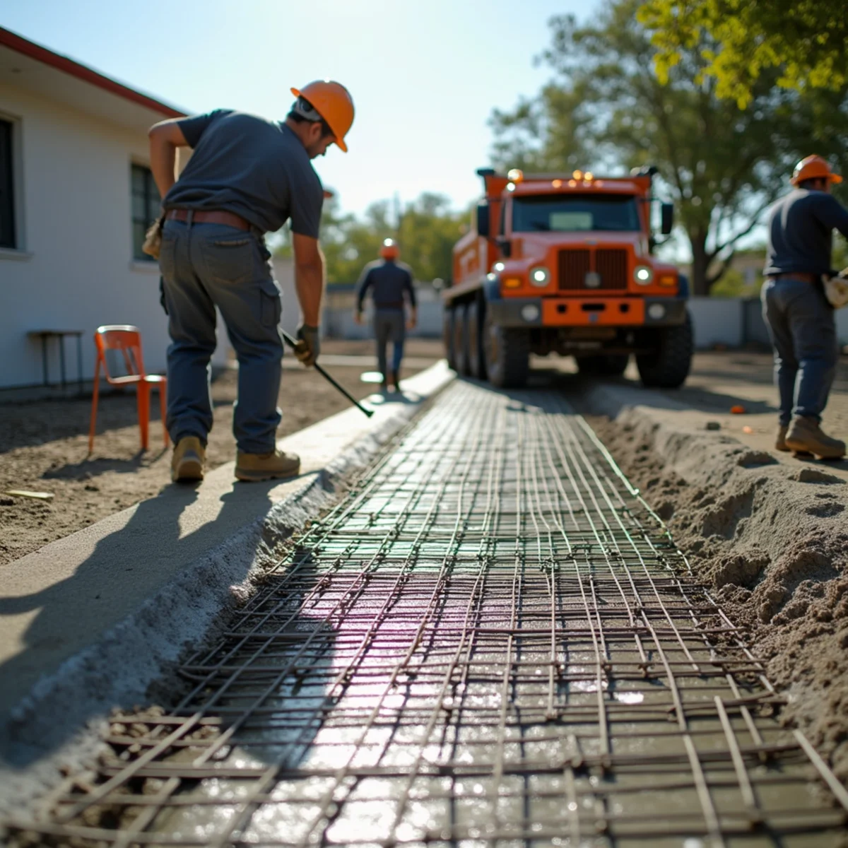 Reinforced residential concrete driveway installation in Miami Springs FL