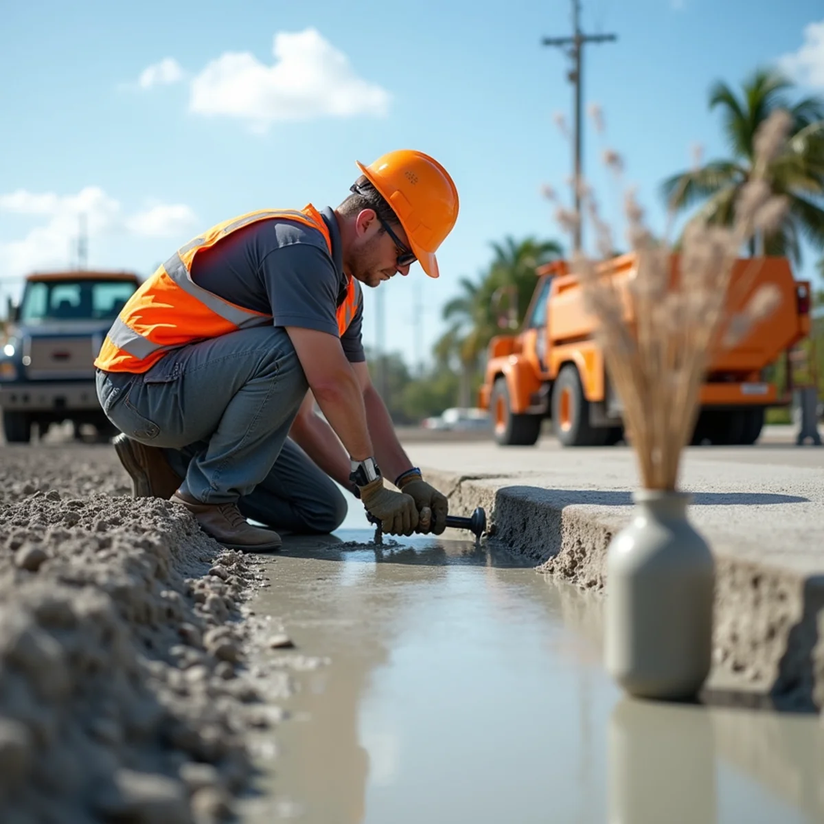 Structural concrete pad and seawall repair operations in Miami Springs FL