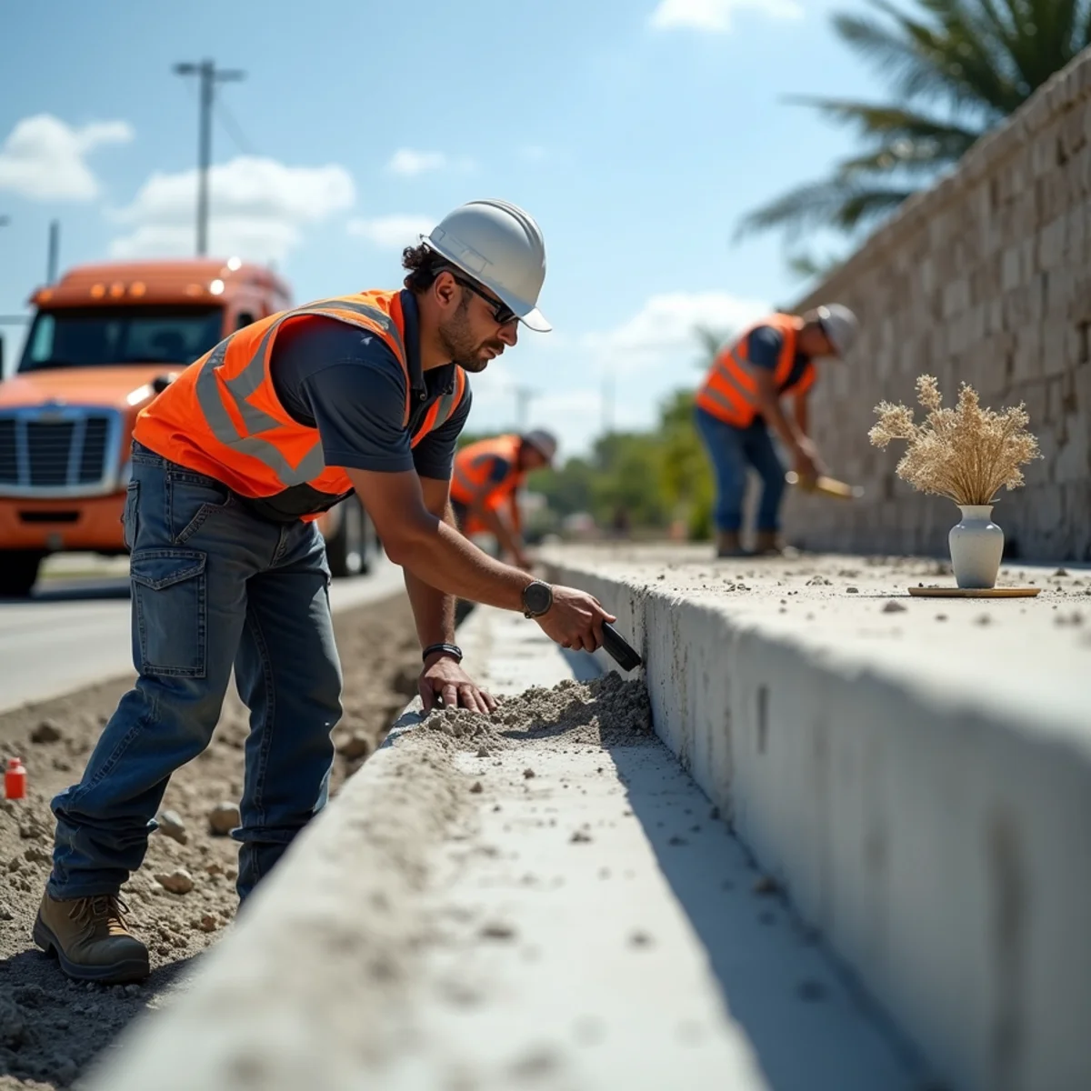 Structural concrete pad and seawall repair operations in North Lauderdale FL