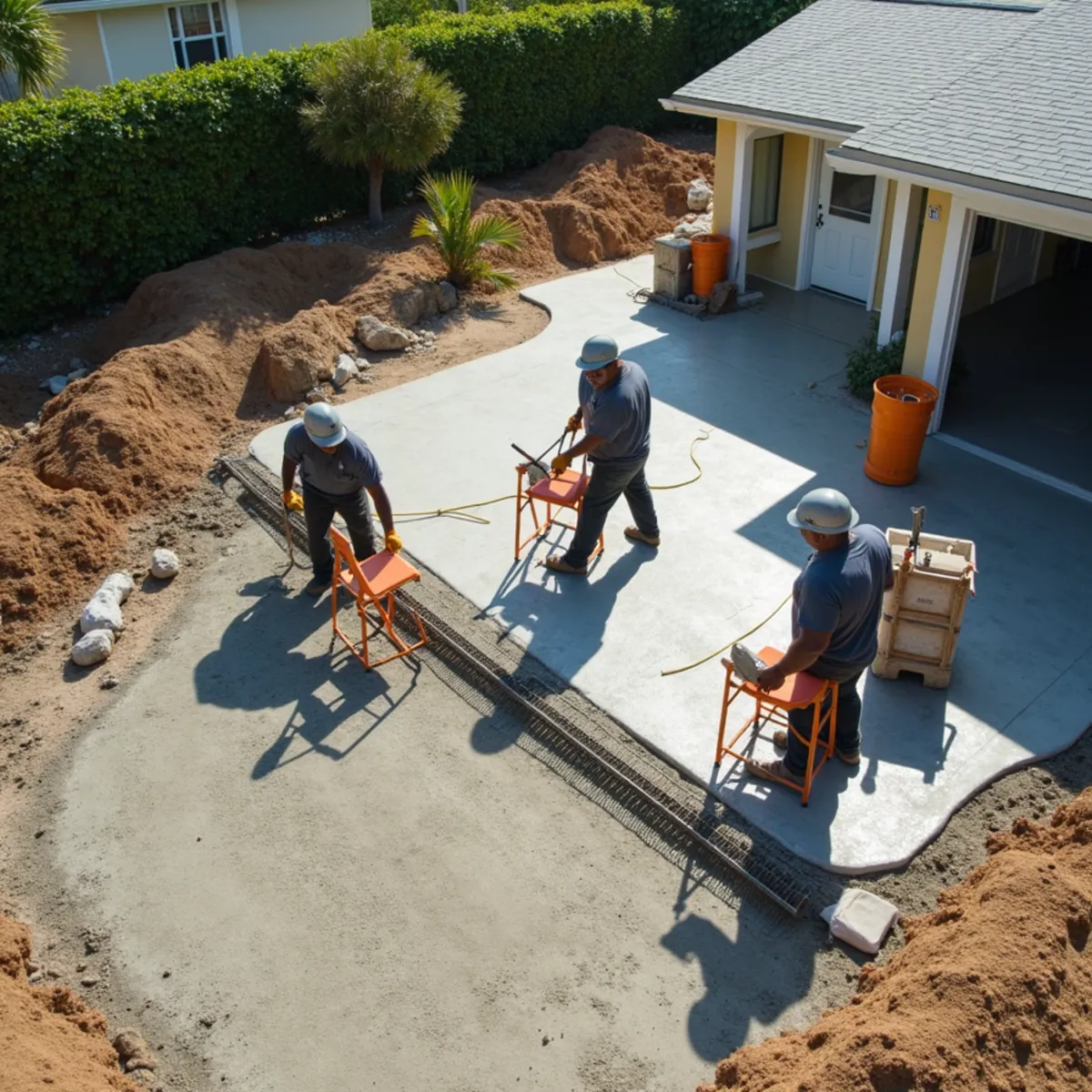 Reinforced residential concrete driveway installation in North Miami Beach FL