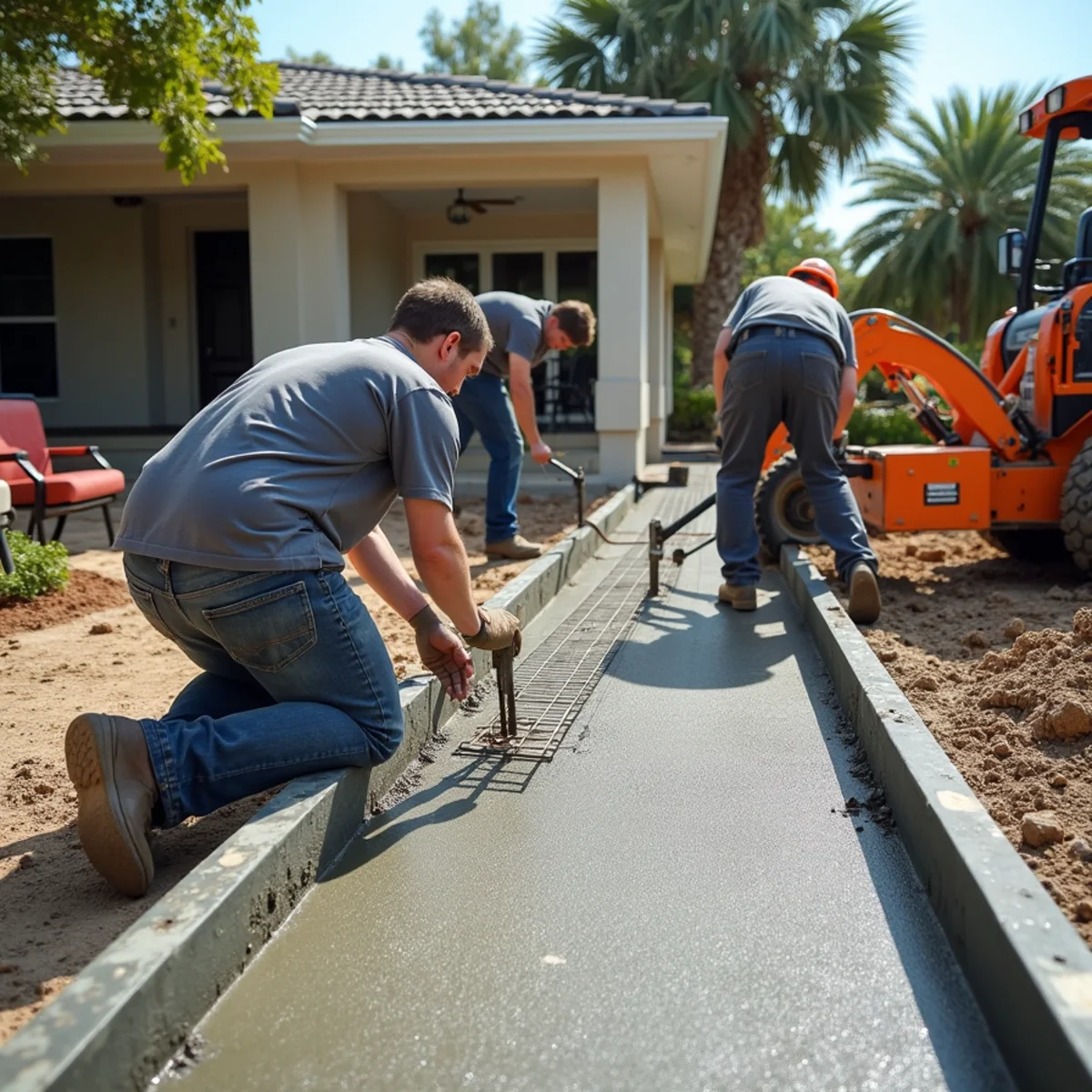 Reinforced residential concrete driveway installation in Oakland Park FL