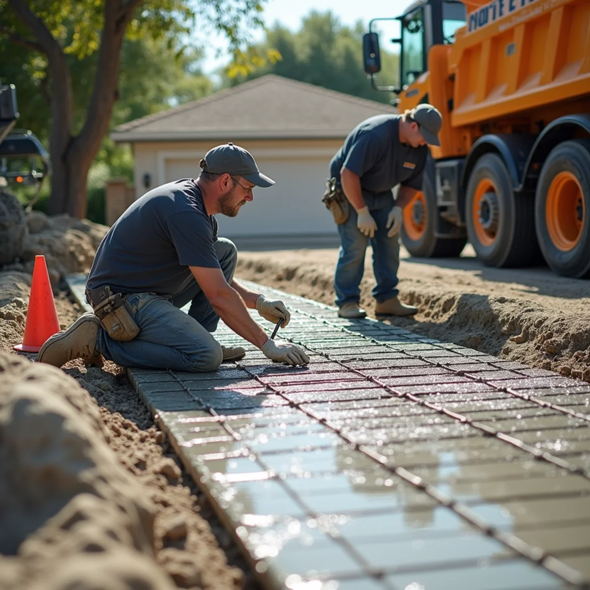 Reinforced residential concrete driveway installation in Plantation FL