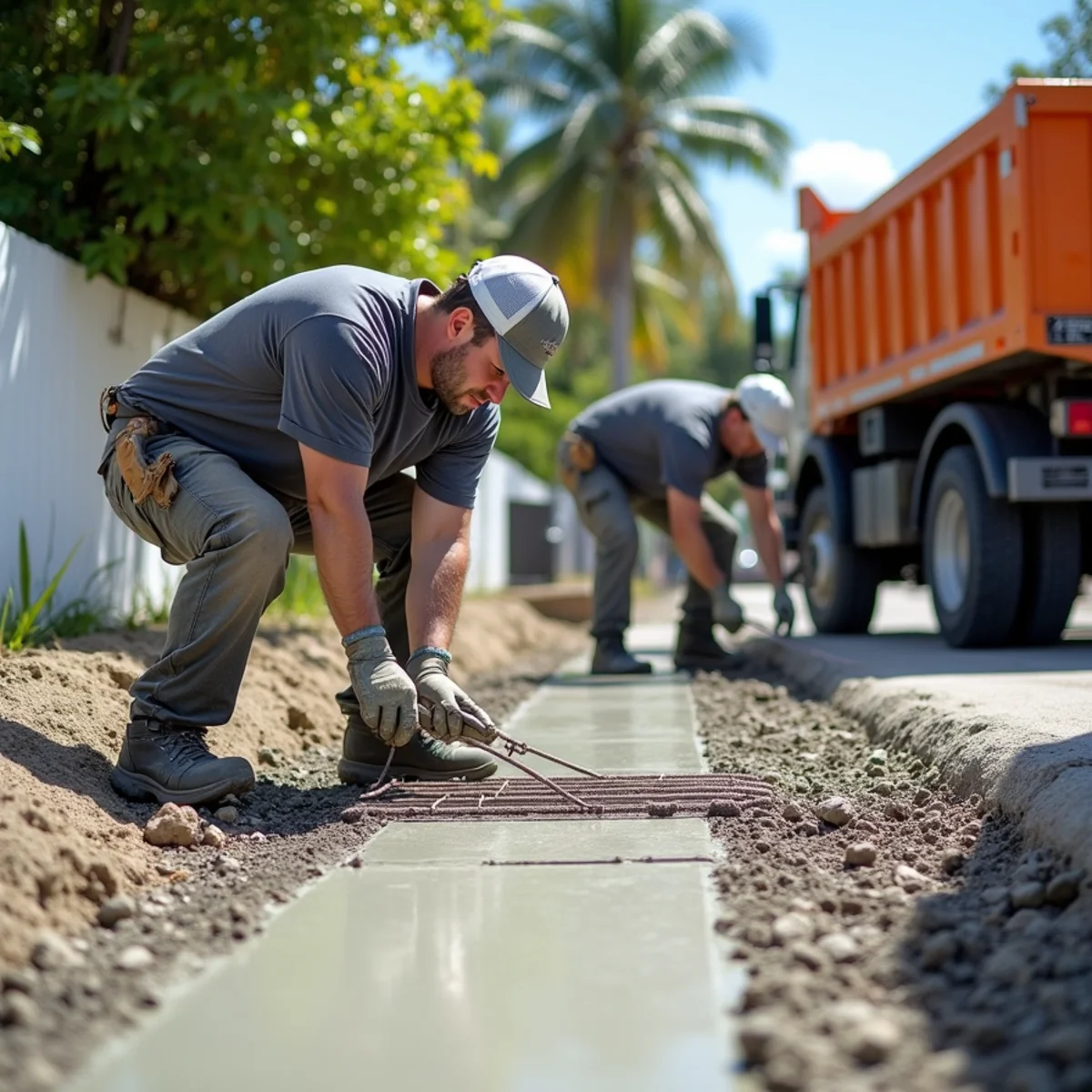 Reinforced residential concrete driveway installation in Sunny Isles Beach FL