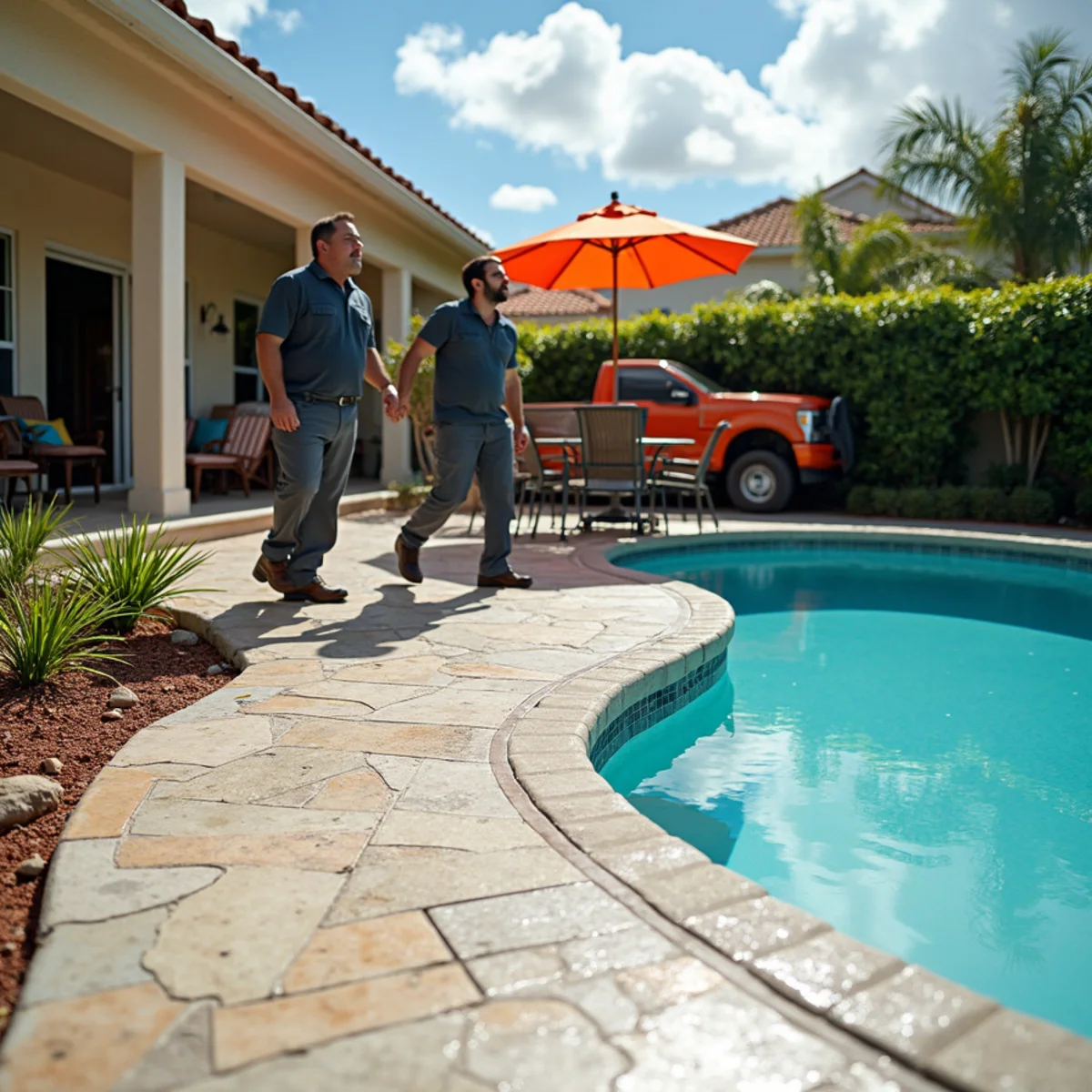 Decorative concrete patio and pool deck construction in Tamarac FL