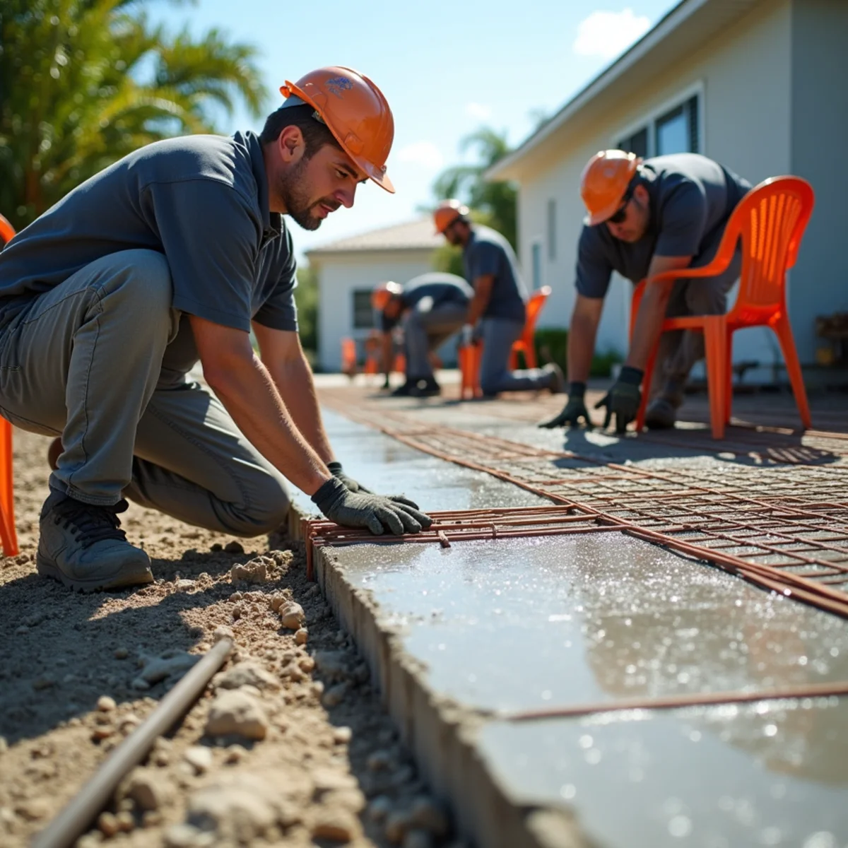 Reinforced residential concrete driveway installation in West Park FL