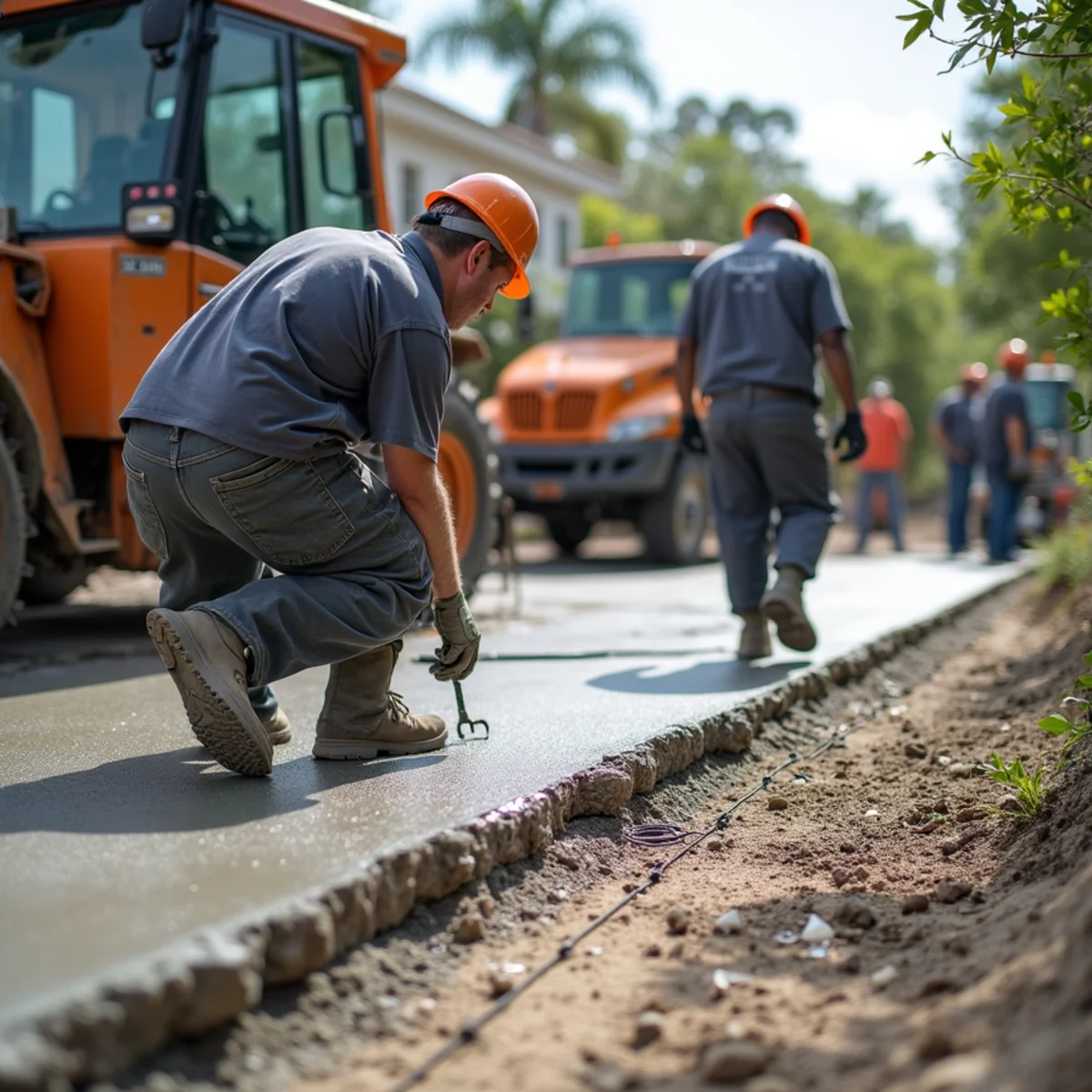 Reinforced residential concrete driveway installation in Wilton Manors FL