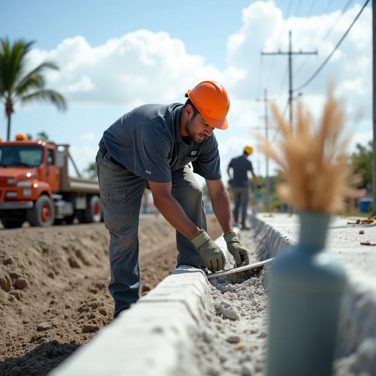 Structural concrete pad and seawall repair operations in Wilton Manors FL